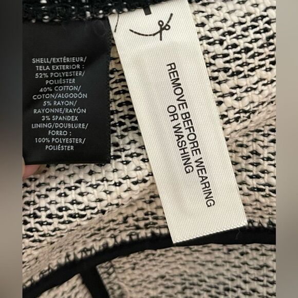 New Ann Taylor Black Tweed Fringe Asymmetrical Zip Moto Jacket Blazer - Picture 9 of 9